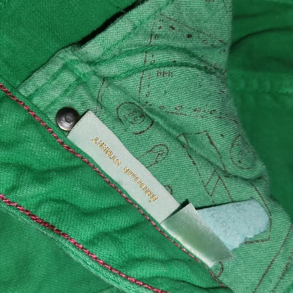 Kate Spade Bright Green Play Hooky Perry Street Denim Capris || Sz 27 GUC - Picture 14 of 15